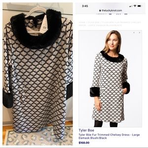 XL Tyler Boe patterned dress w faux fur NWT